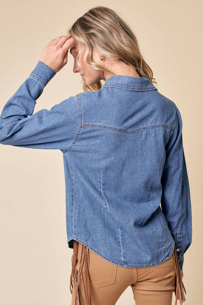 Medium Wash Denim Pearl Snap