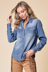 Medium Wash Denim Pearl Snap