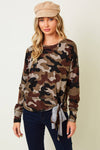 Camo Print Tie Knit Top - j5barmercantile