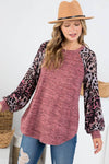 Vanilla Monkey - PLUS SIZE LEOPARD SLEEVE BRUSHED SWEATER TOP - j5barmercantile