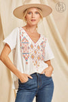 Savanna Jane V Neck Embroidered Top