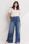 HIGH RISE PLUS WIDE LEG PALAZZO DENIM JEANS SP-P10931-PL - j5barmercantile